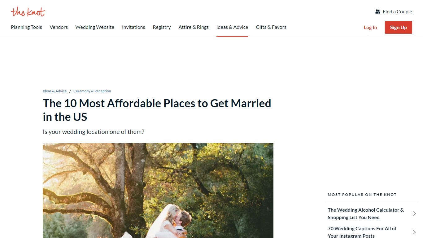 The Top 10 Most Affordable Places to Get Married - The Knot